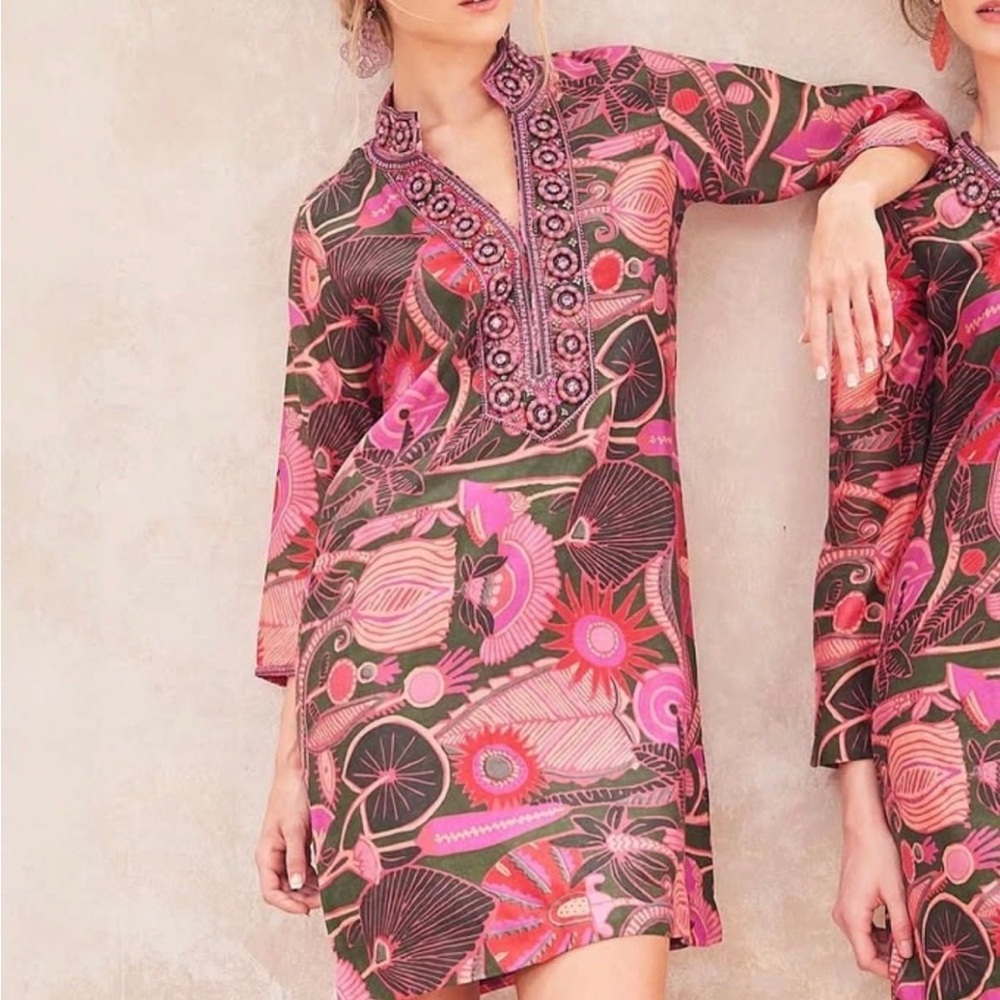 Bella Tu Pink and Black Patterned Dress NEW Size XL